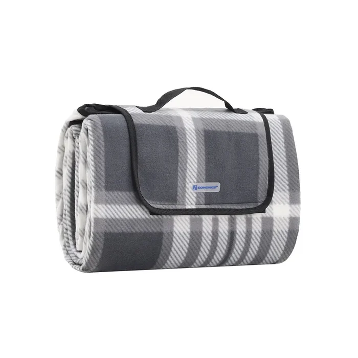 Manta de Picnic Gris y Blanco-SONGMICS