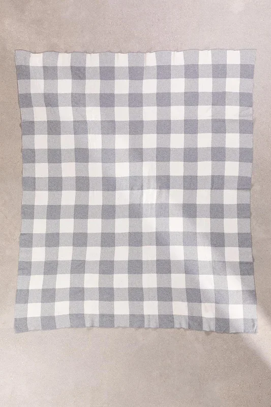 Manta Plaid en Algodón Kalai Vichy Print Grey – SKLUM