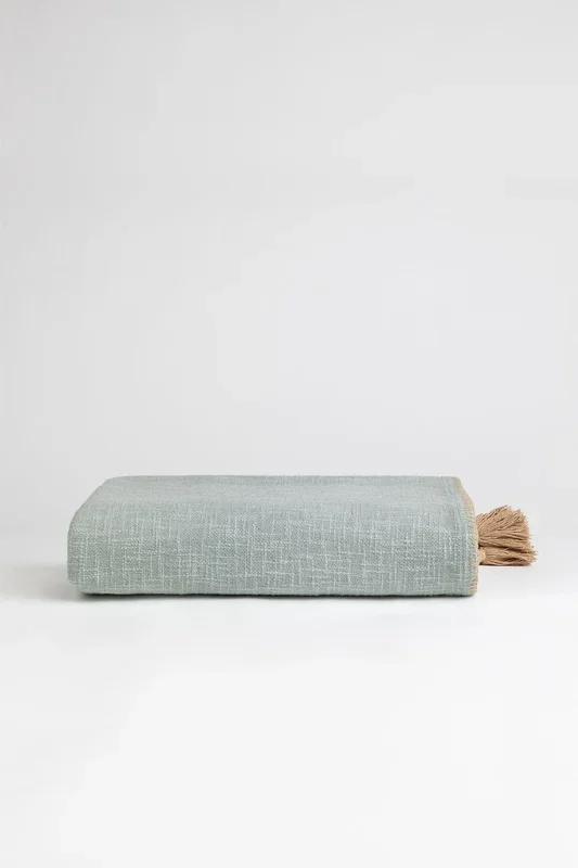 Manta Plaid en Algodón Paraiba Celadón – SKLUM