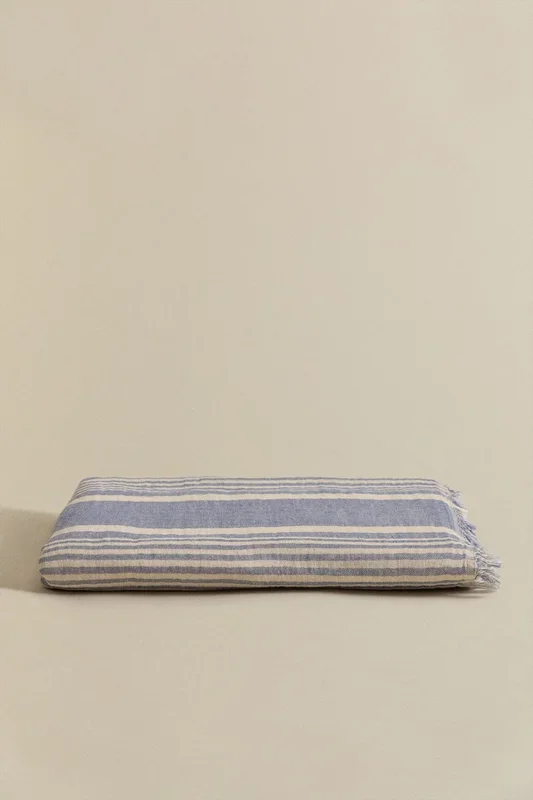 Manta Plaid en Algodón Roelia Mousse Azul Lavanda – SKLUM