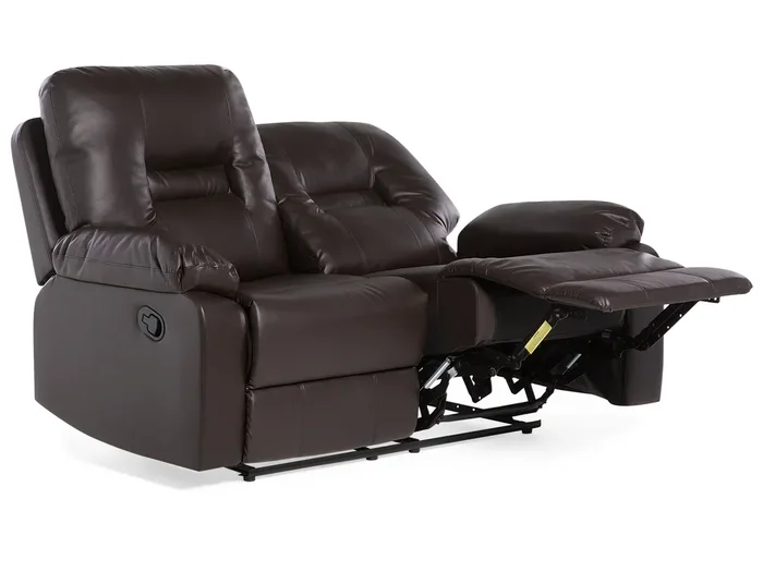 Manual Recliner Sofa 2 Seater BERGEN Faux Leather Brown