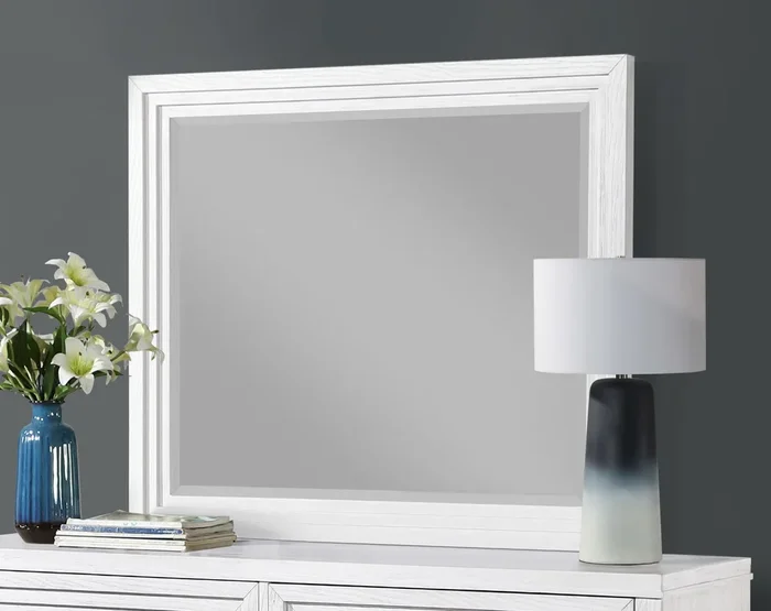 Marielle Distressed White Dresser Mirror