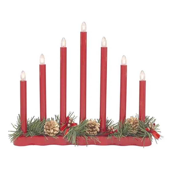 Markslöjd 704018 – Candelero navideño HOL 7xE10/0,06W/230V rojo