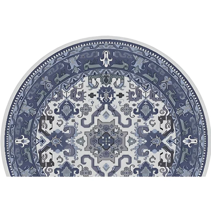 Marroquí Alfombra Multicolor con Patrón Floral Tapete Semicircular de Fibra Sintética Lavable para Corredor – Azul oscuro 200 x 300 cm