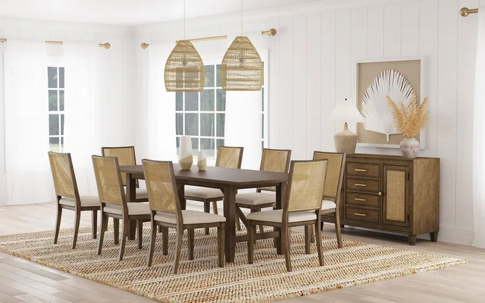 Matisse Light Brown 9-Piece Rectangular Dining Table Set