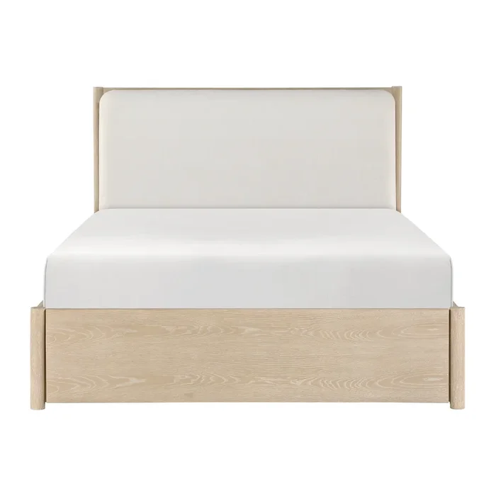 Matteo Light Oak Eastern King Platform Bed with Footboard Storage