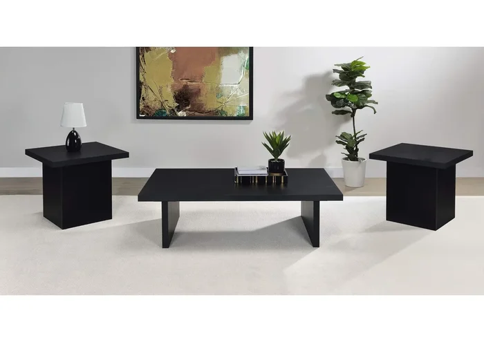 Max Black 3-Piece Rectangular Coffee and End Table Set