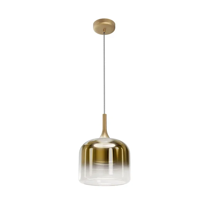 Maytoni Lámpara colgante LED Spirito, dorada, cristal/metal, Ø 26 cm