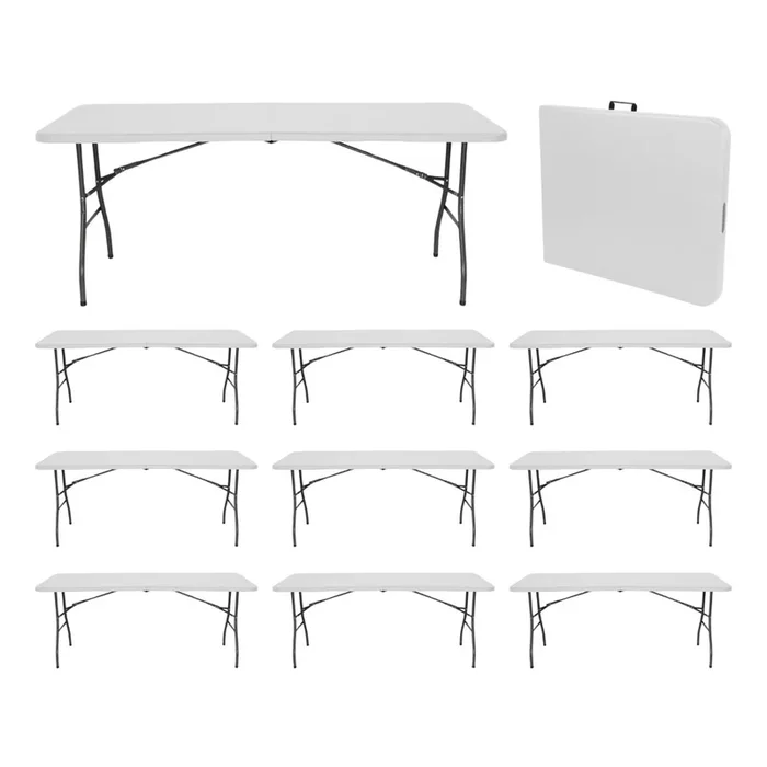 MegaPack 10 Mesas Plegables Rectangulares para Catering 180x74cm Thinia Home