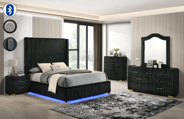 Melinda Black Premium Corduroy Bedroom Set