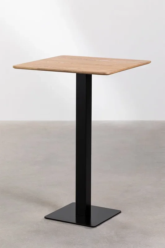 Mesa Alta de Bar Cuadrada en Chapa de Fresno Espresso ↔︎ 70 cm NEGRO – SKLUM