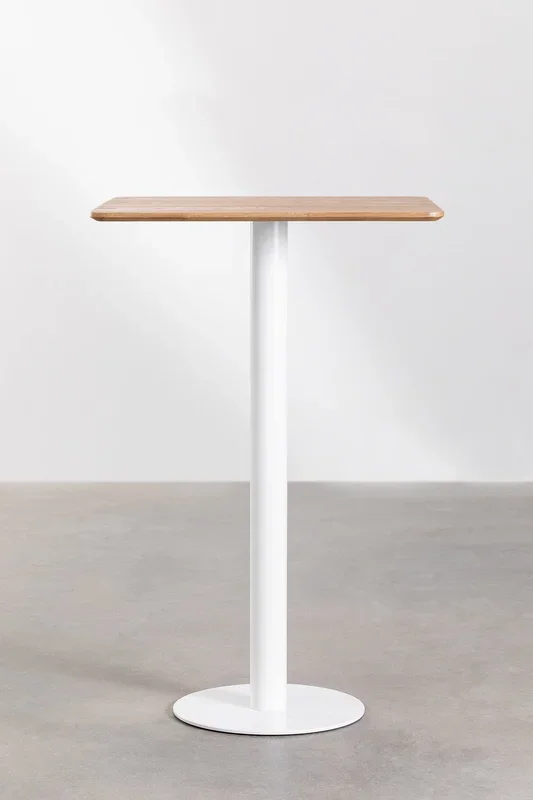 Mesa Alta de Bar Cuadrada en Chapa de Fresno Frappe ↔︎ 60 cm BLANCO – SKLUM