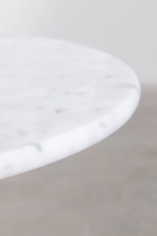 Mesa Alta de Bar Redonda en Mármol (Ø60 cm) Rocher Blanco NEGRO – SKLUM