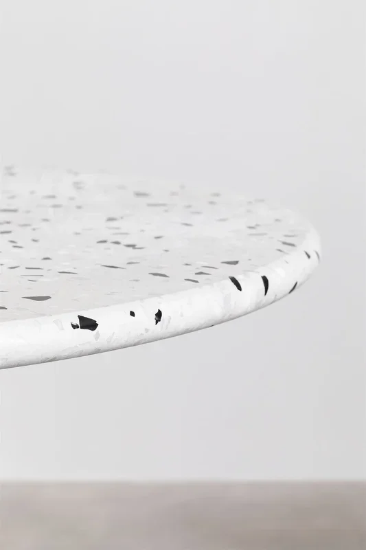 Mesa Alta de Bar Redonda en Terrazo (Ø60 cm) Dolce Blanco – SKLUM