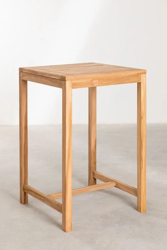 Mesa Alta de Jardín Cuadrada en Madera de Teca (70×70 cm) Pira Madera de Teca – SKLUM