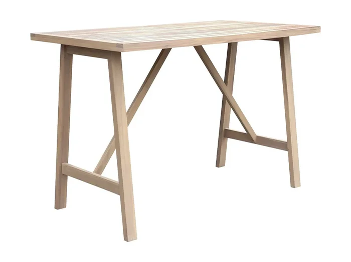 Mesa alta de jardín de madera de acacia, 4 personas natural