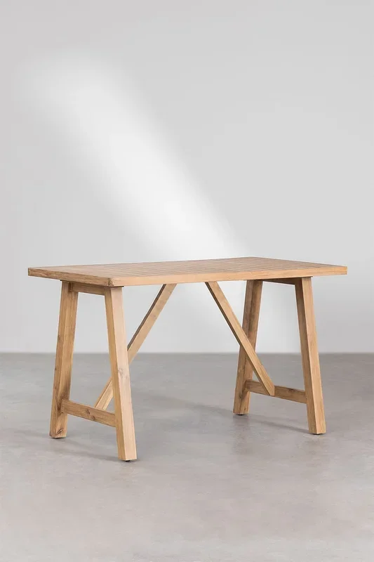 Mesa alta de jardín rectangular en madera de acacia (160×90 cm) Dubai Marrón Acacia – SKLUM