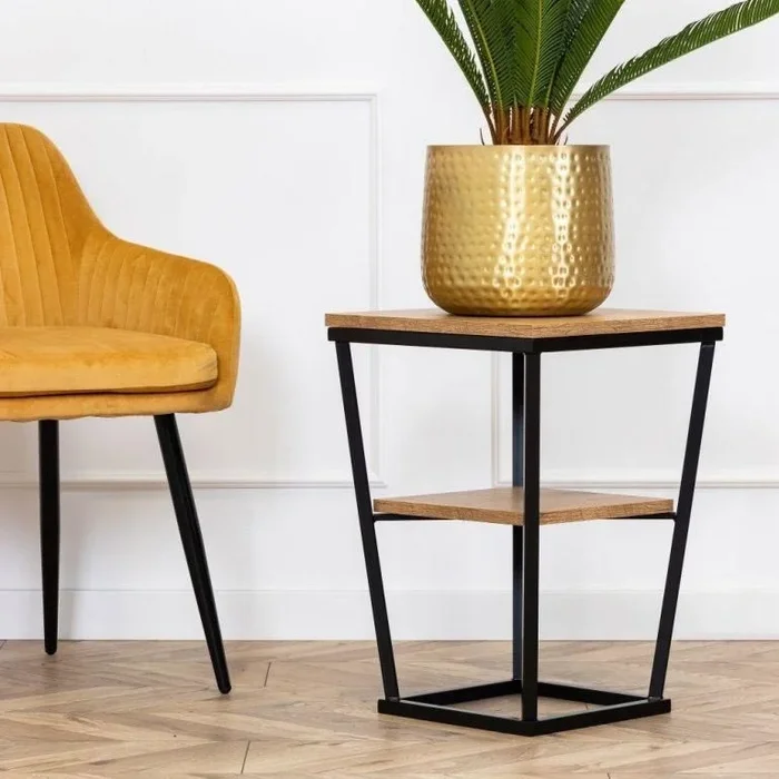 Mesa auxiliar EXPAND 57×40 cm negro/marrón