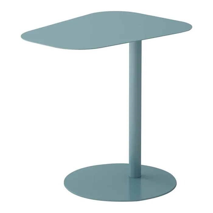 Mesa auxiliar Nastätten trapezoidal interior/exterior metal 50 x 50 x 38 cm – Azul mate [en.casa]