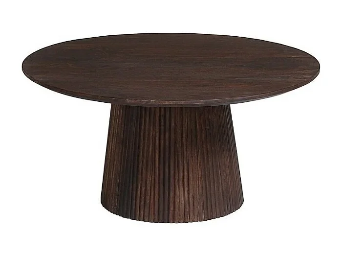 Mesa baja redonda MITCHEL – Madera exótica de mango marrón diámetro 80 cm