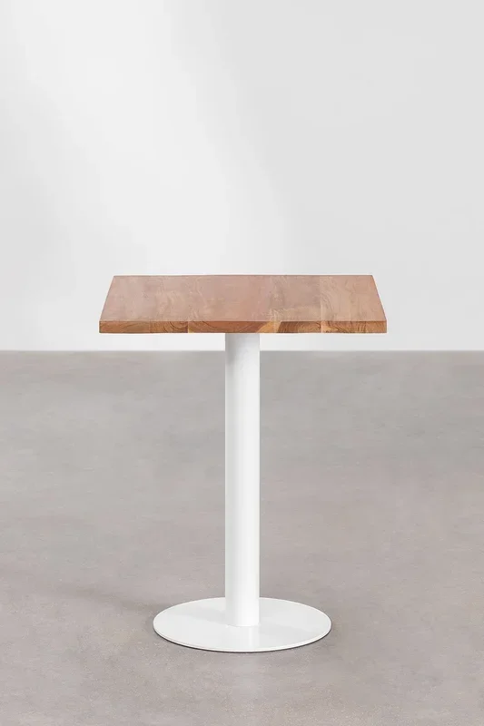 Mesa Bar Cuadrada en Madera de Acacia Macchiato ↔︎ 60 cm BLANCO – SKLUM