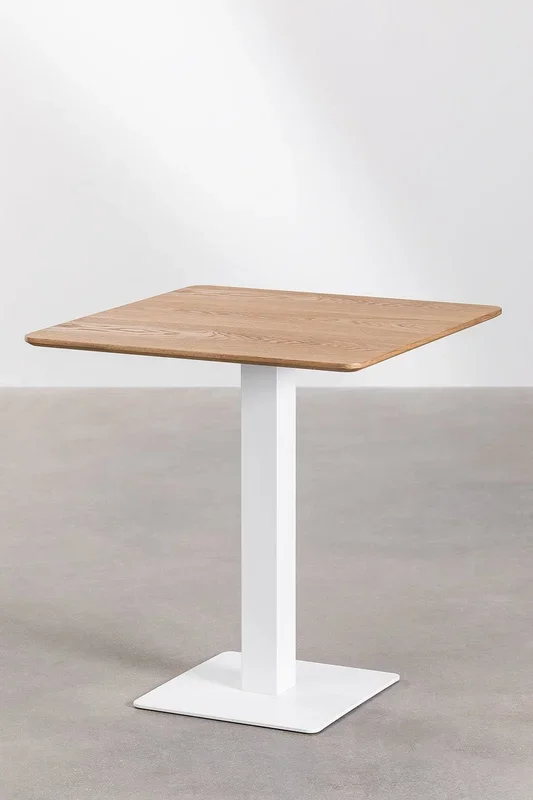 Mesa de Bar Cuadrada en Chapa de Fresno Espresso ↔︎ 70 cm BLANCO – SKLUM