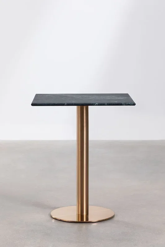 Mesa de Bar Cuadrada en Mármol Cosmopolitan ↔︎ 60 cm Verde Oro Rosa – SKLUM