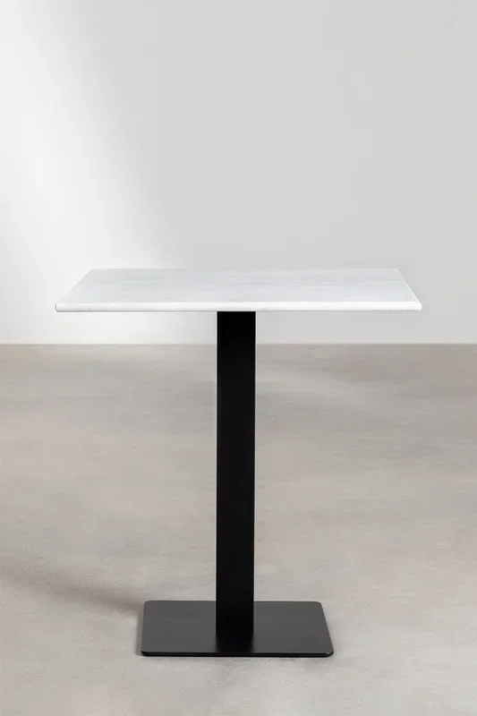 Mesa de Bar Cuadrada en Mármol Livanto ↔︎ 70 cm Blanco NEGRO – SKLUM