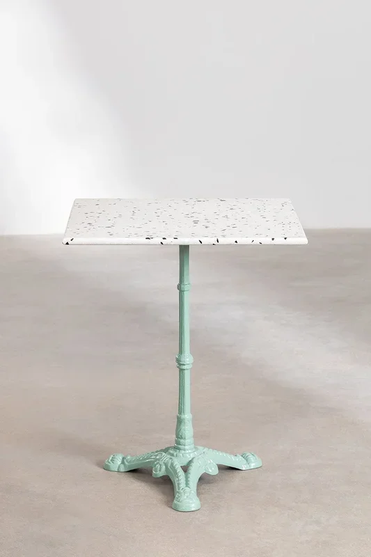 Mesa de Bar Cuadrada en Terrazo (60×60 cm) Volutto Verde Isla Paraíso – SKLUM