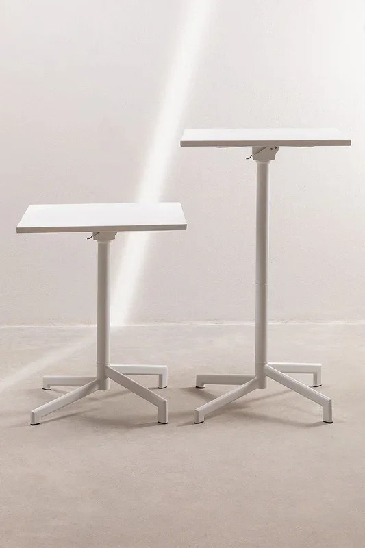 Mesa de Bar Plegable y Convertible en 2 alturas en Acero (60×60 cm) Dely Blanco – SKLUM