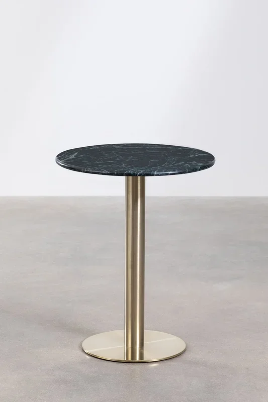 Mesa de Bar Redonda en Mármol Cosmopolitan Ø60 cm Verde Oro champagne – SKLUM