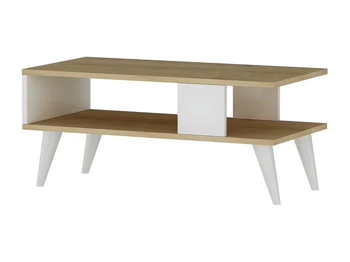 Mesa de café Kailua 1866, Blanco Roble, 40x45x90cm, Aglomerado laminado, Angular
