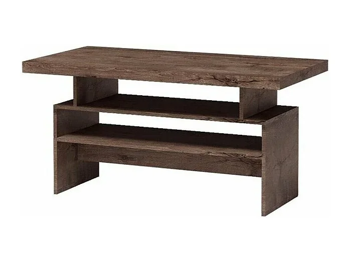 Mesa de café Stanton C109, Fresno oscuro, 60x60x120cm, Aglomerado laminado, Angular