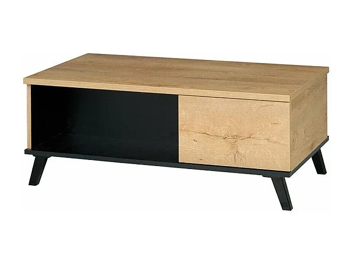 Mesa de café Toledo F107, Lefkas roble Negro, 41x61x101cm, Aglomerado laminado, Angular