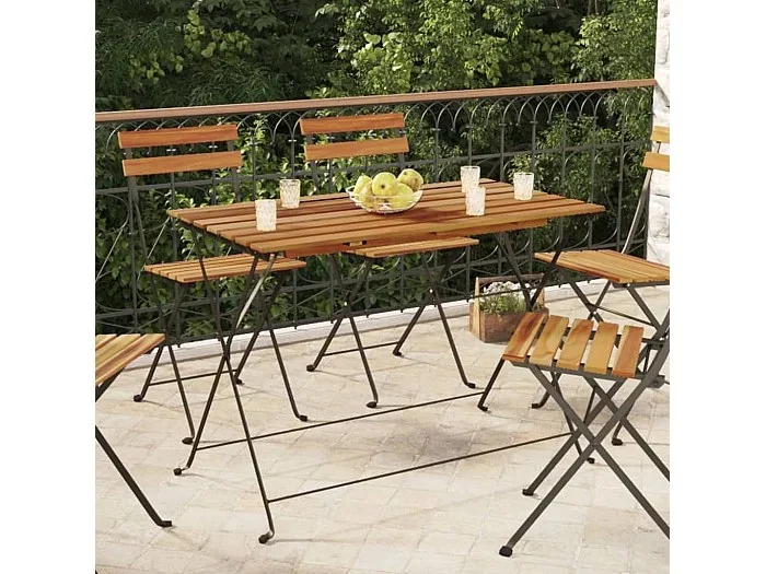 Mesa de cafetería plegable madera acacia y acero 100x54x71 cm