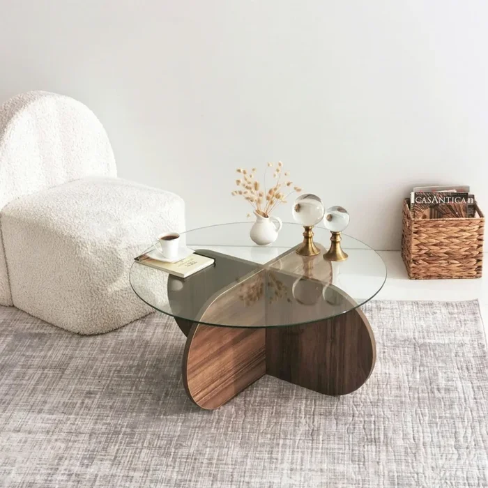 Mesa de centro BUBBLE 35×75 cm marrón/transparente