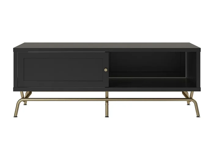 Mesa de centro con puerta corredera en MDF negro