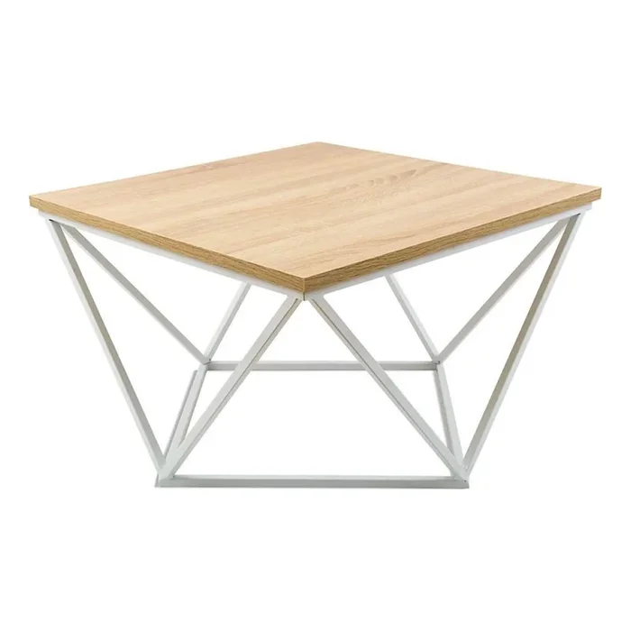Mesa de centro CURVED 60×60 cm blanco/beige