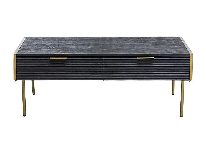 Mesa de centro de madera de mango y metal dorado Ange con almacenamiento