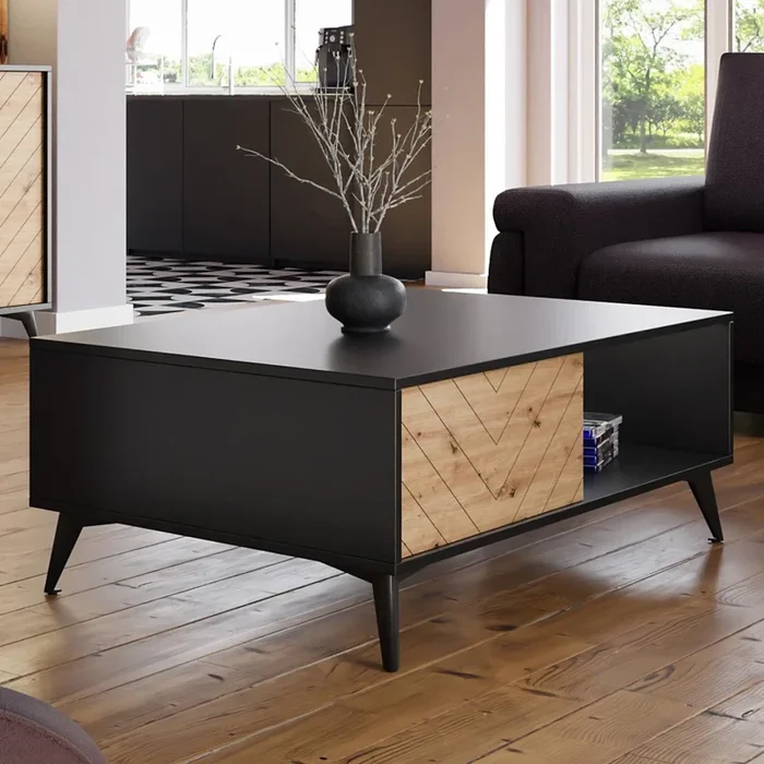 Mesa de centro DIAMOND 40×104 cm negro/roble evocar