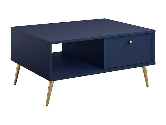 Mesa de centro diseño AZURÉA – Niche + 1 puerta abatible – Azul profundo – 87x43x66 cm