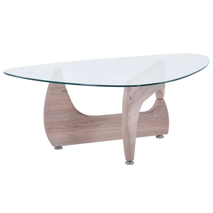 Mesa de centro Leyna Cristal transparente – Madera clara 110 x 40 x 70 cm