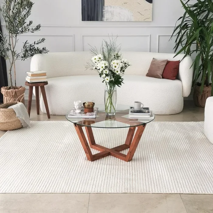 Mesa de centro LOTUS 35×75 cm marrón/transparente