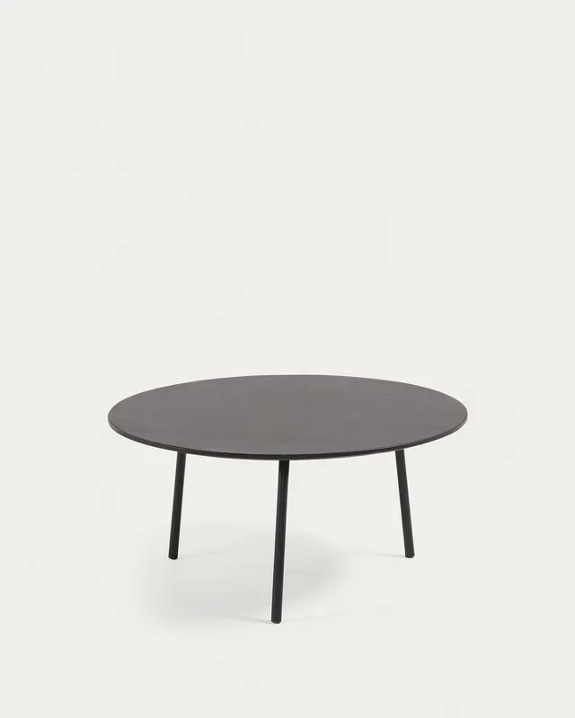 Mesa de centro Mathis fibra de cemento con patas de acero acabado negro Ø 70 cm