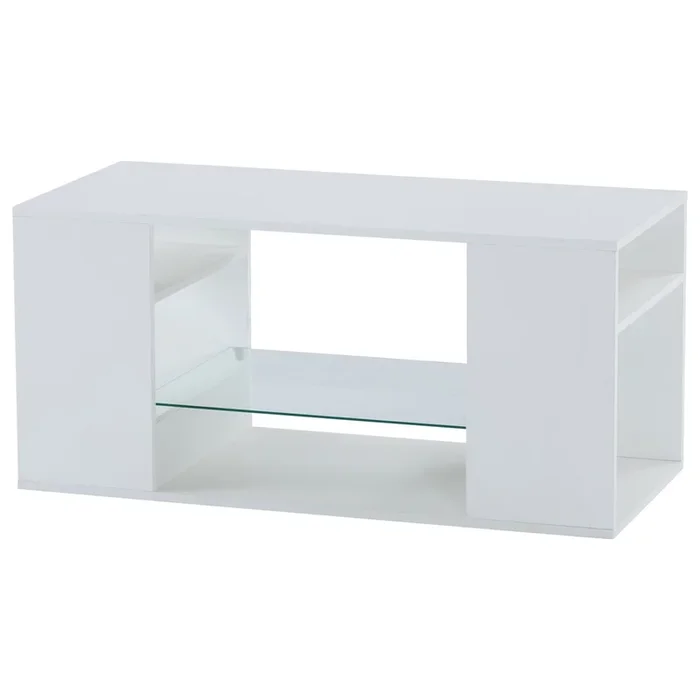 Mesa de centro moderna – con LED y almacenamiento – Blanco