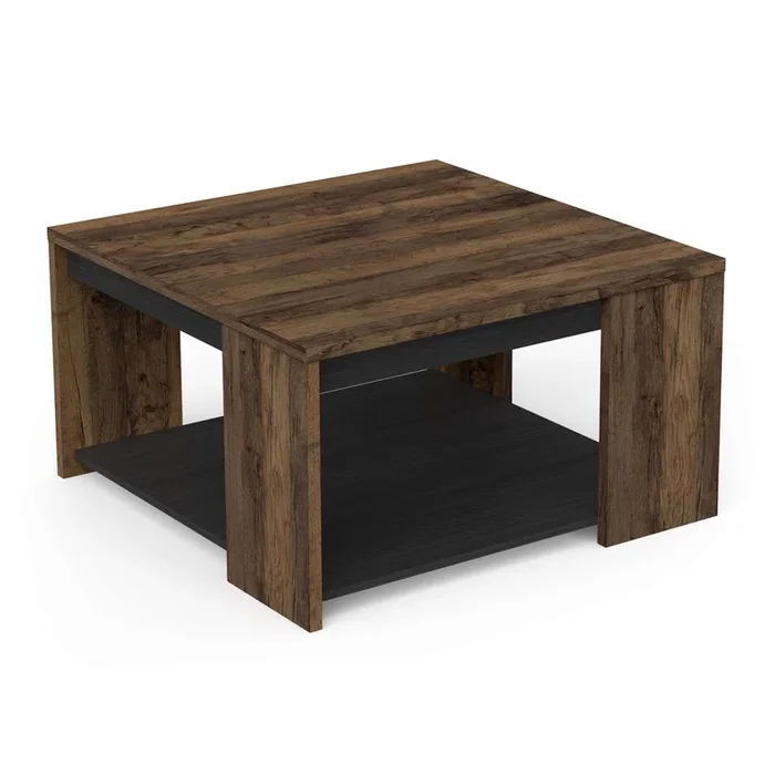Mesa De Centro Mónaco Roble Saloon Y Negro Estructurado 42×80 cm