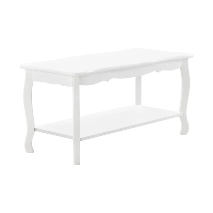 Mesa de centro Pearl Vintage con estante MDF lacado y pino 88 x 40 x 42 cm – Blanco [en.casa]