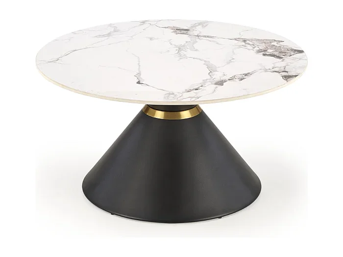 Mesa de centro redonda Elyse 80 cm de mármol blanco y negro