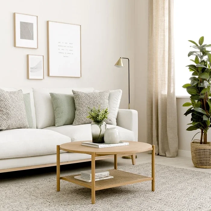 Mesa de centro redonda roble 80 Breda Natural – Kenay Home
