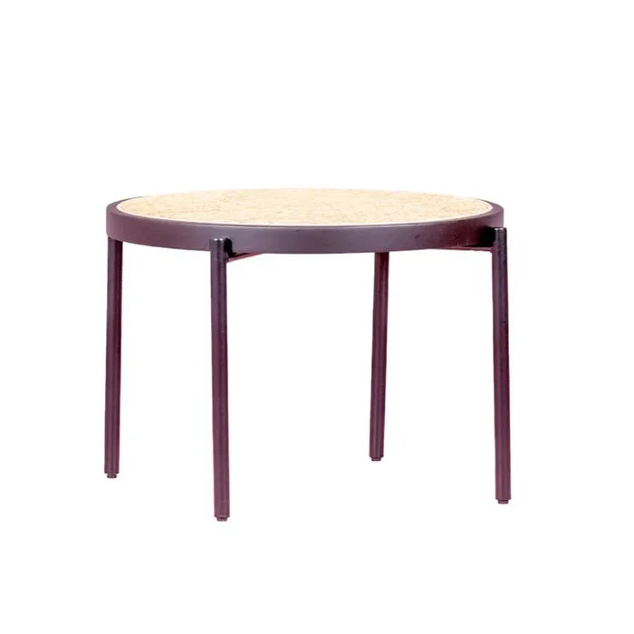 Mesa de centro retro con detalles en ratán natural (60cm) – North